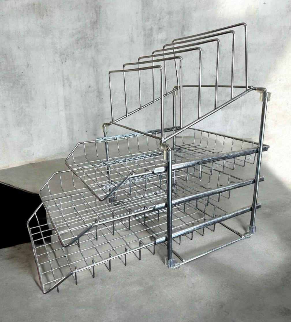Chrome Wire Three-Tier Desktop Organizer