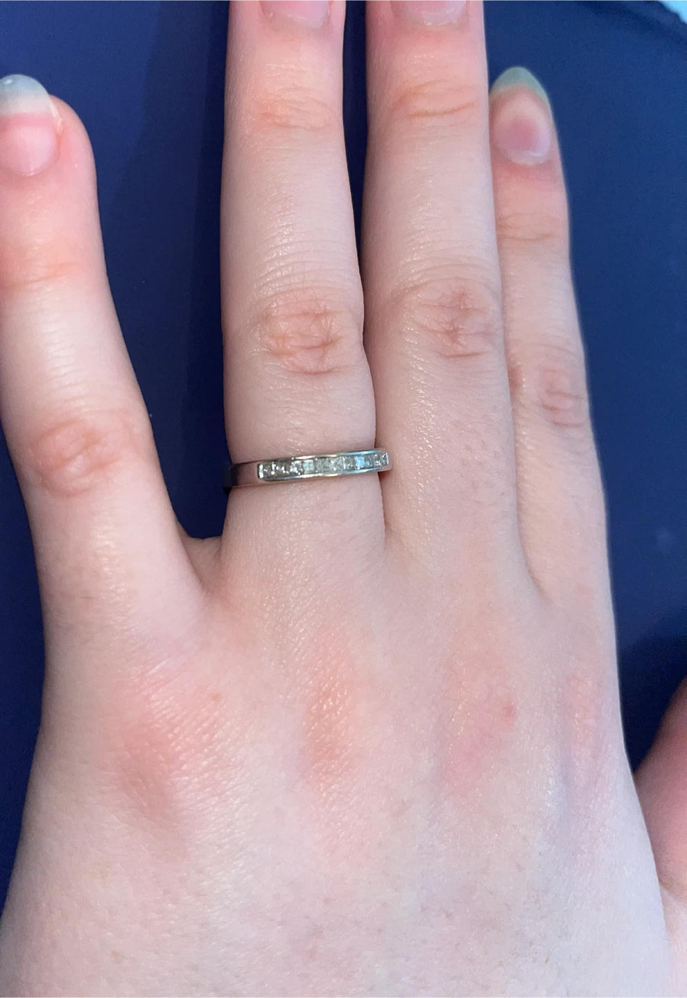 White Gold ring with Channel Set Diamonds