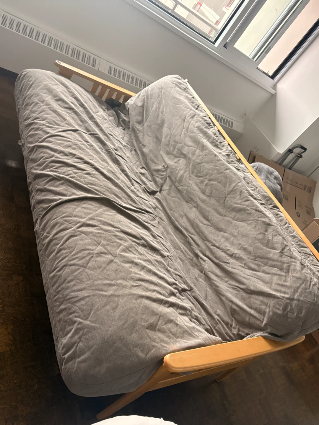 Wooden Frame Futon with Grey Mattress - photo 2