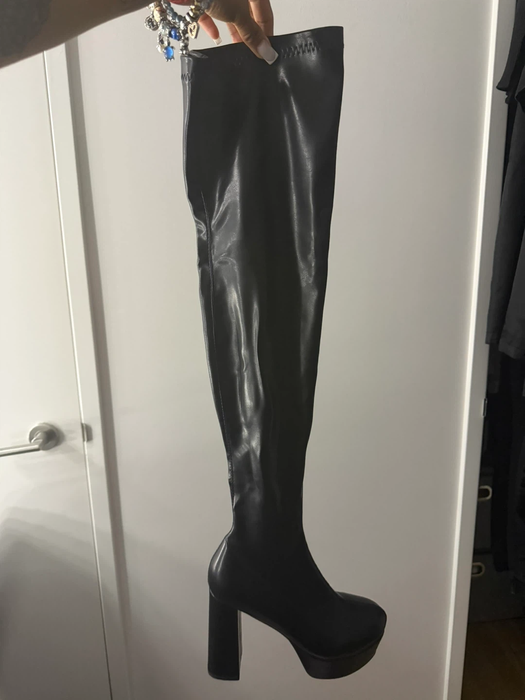 Black Over-the-Knee Platform Boots - photo 3