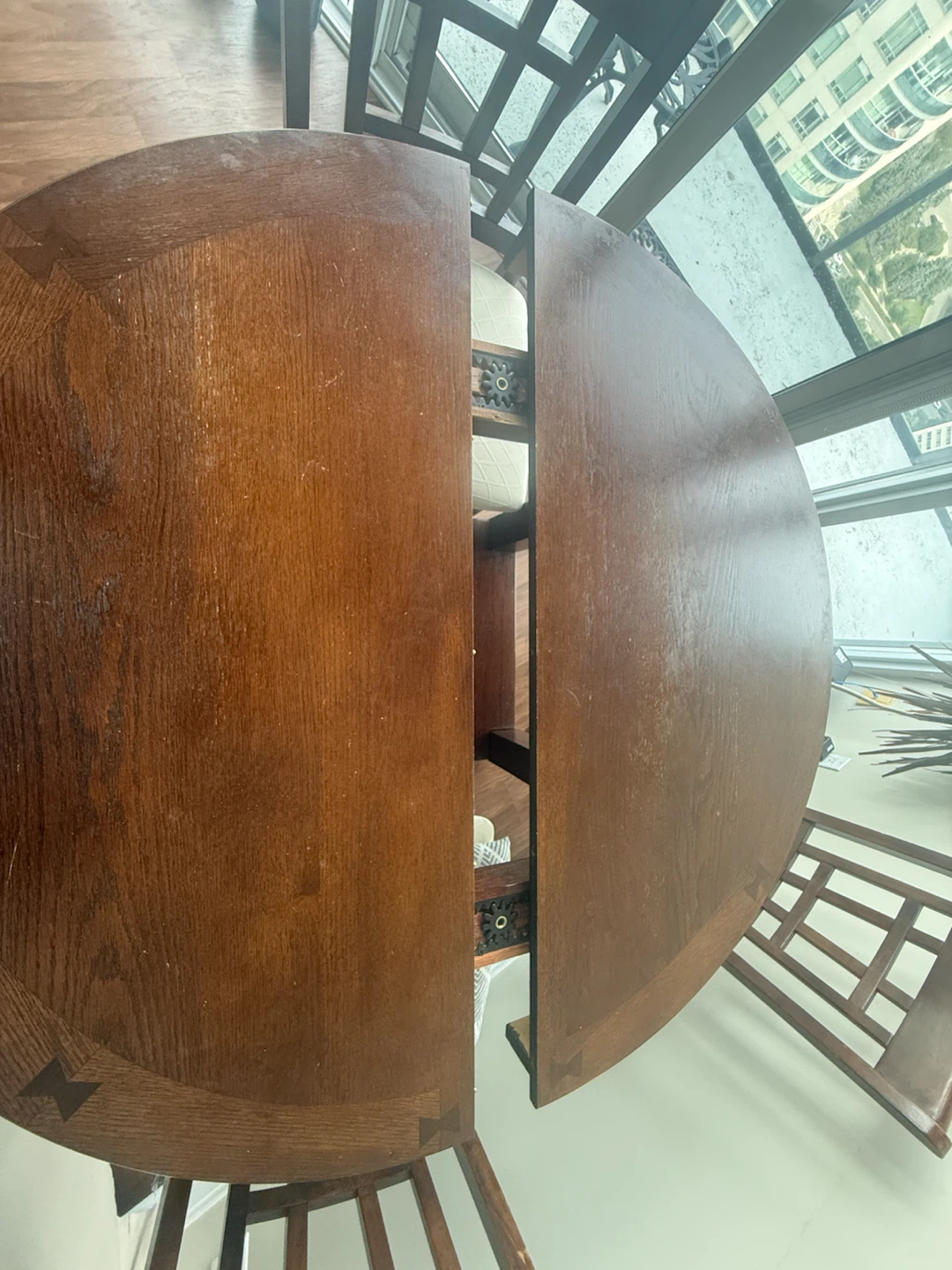 Round Malaysian Wooden Dining Table with Three Chairs - photo 3