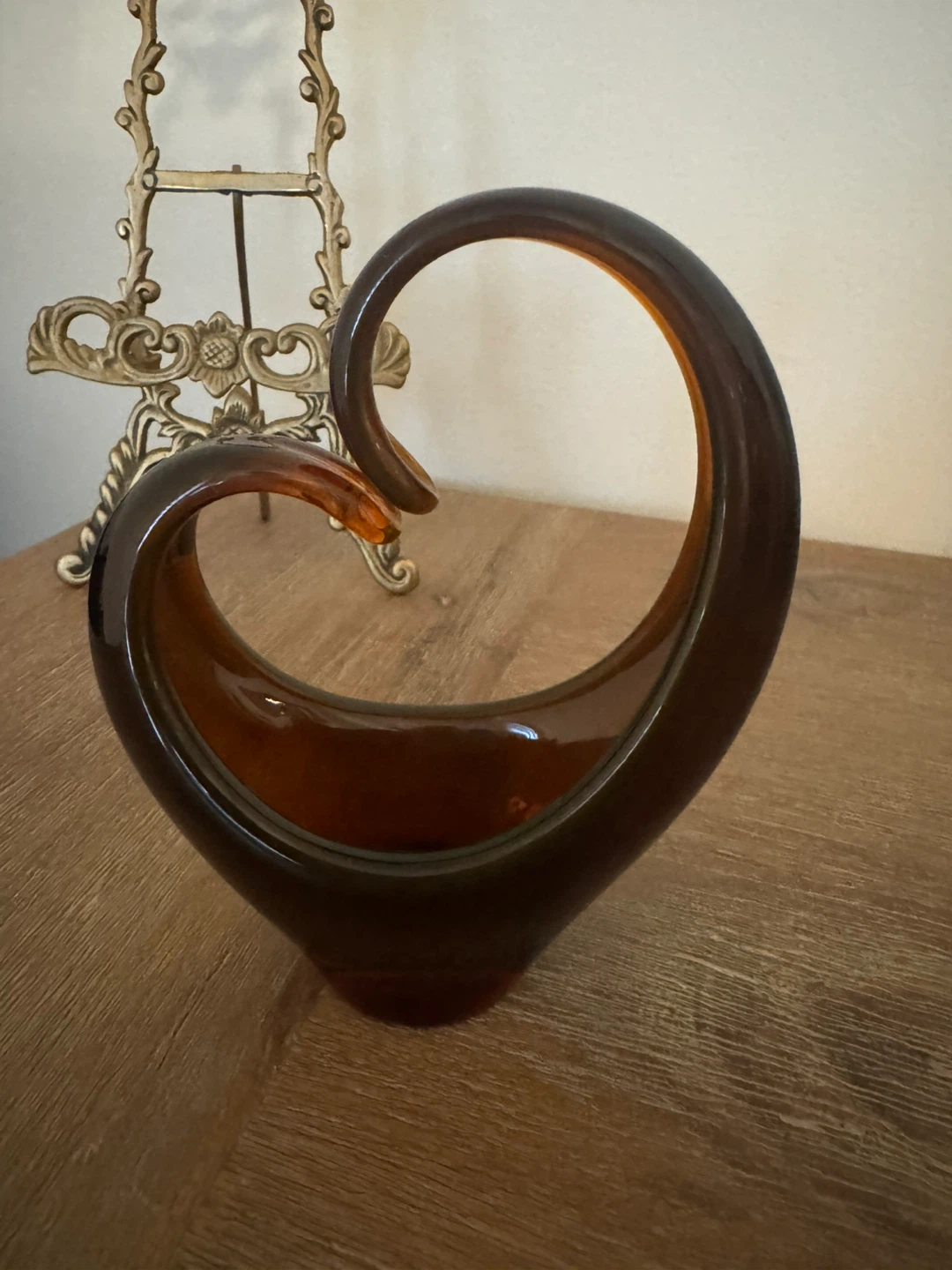 Vintage Altaglass Amber Art Glass Swirl Vase