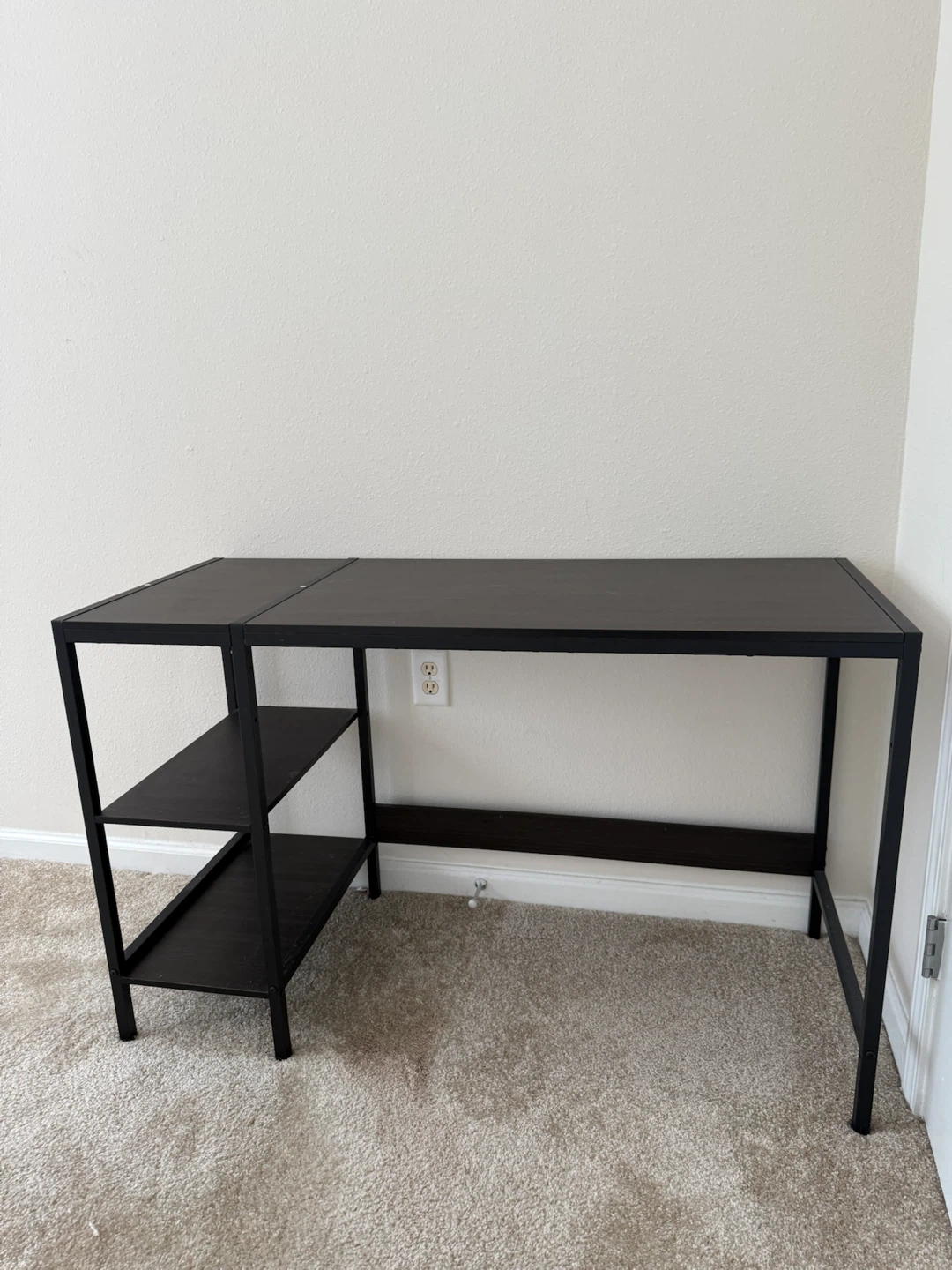Black Modern Desk with Attached Shelves - photo 2
