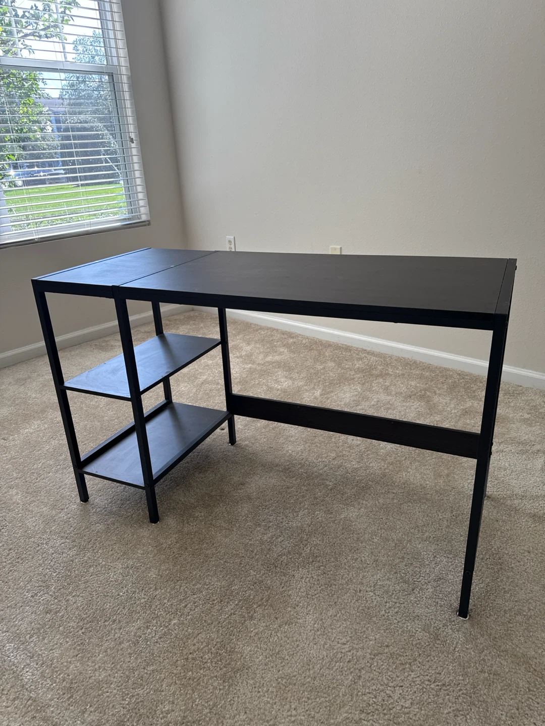Black Modern Desk with Attached Shelves - photo 3