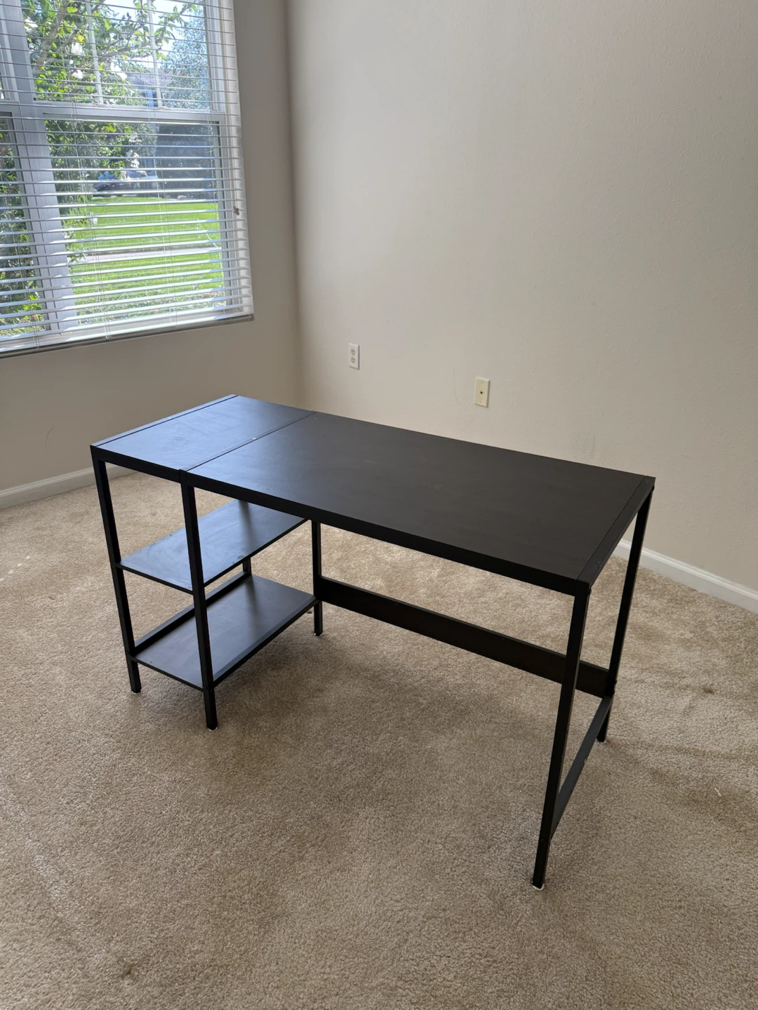Black Modern Desk with Attached Shelves - photo 4