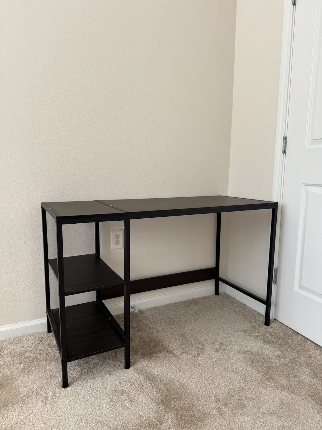 Black Modern Desk with Attached Shelves