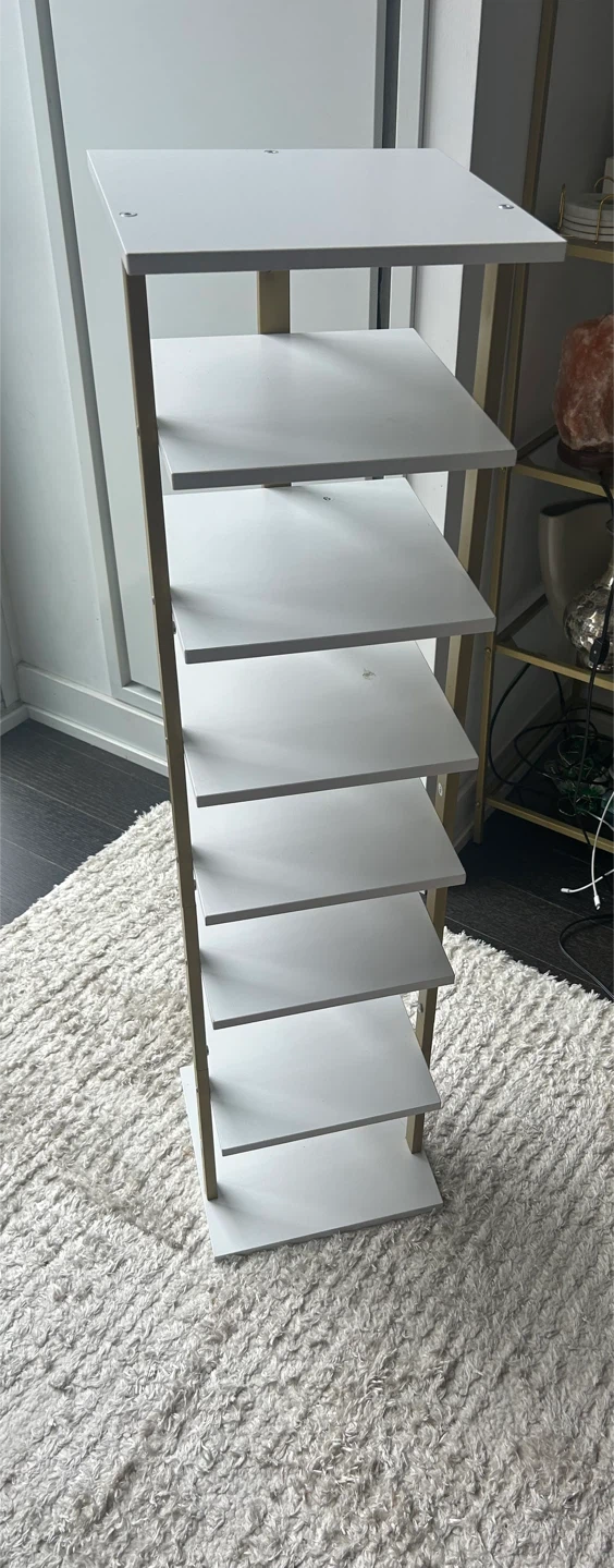 Tall white and gold storage shelf - photo 2