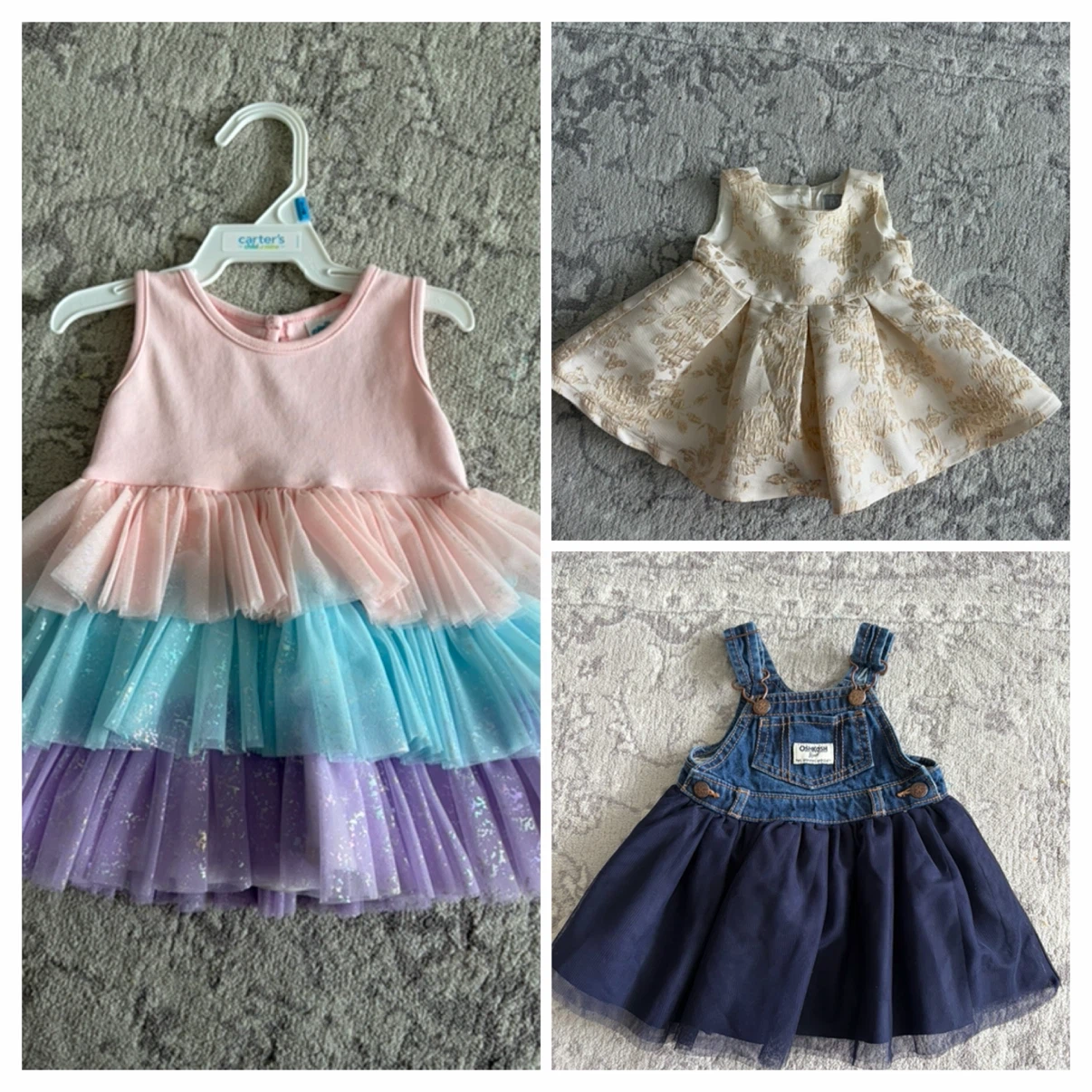 Girls' Dresses (2) - Gold Floral & Rainbow Tulle🌱