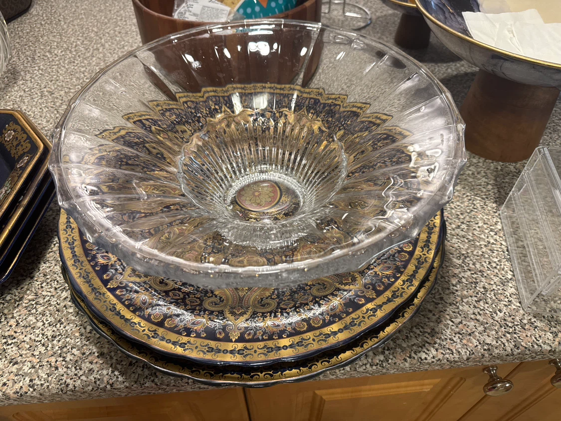 Decorative Blue and Gold Serving Trays and Bowl - photo 2