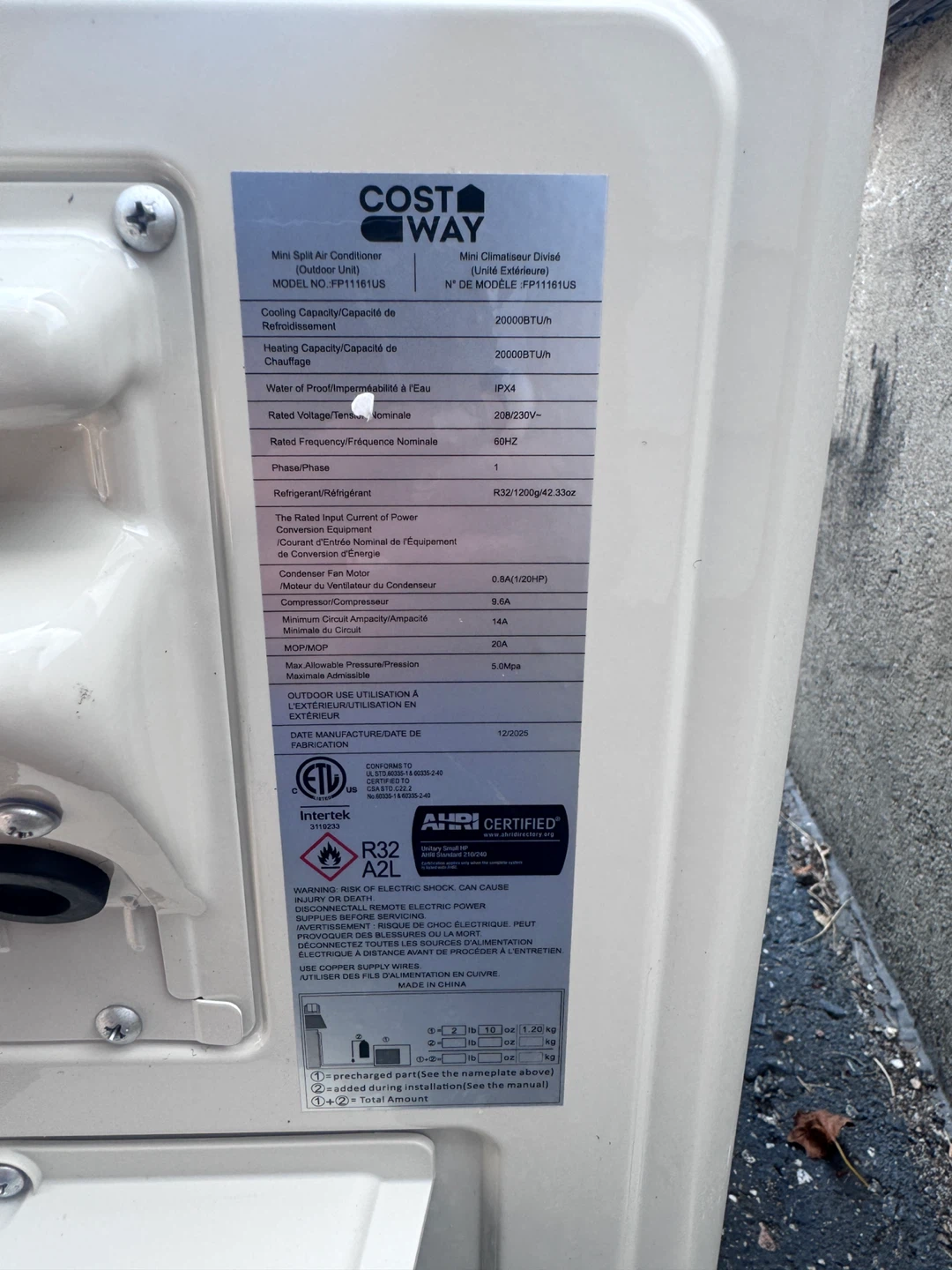 Costway Mini Split Air Conditioner FP11161US - photo 5