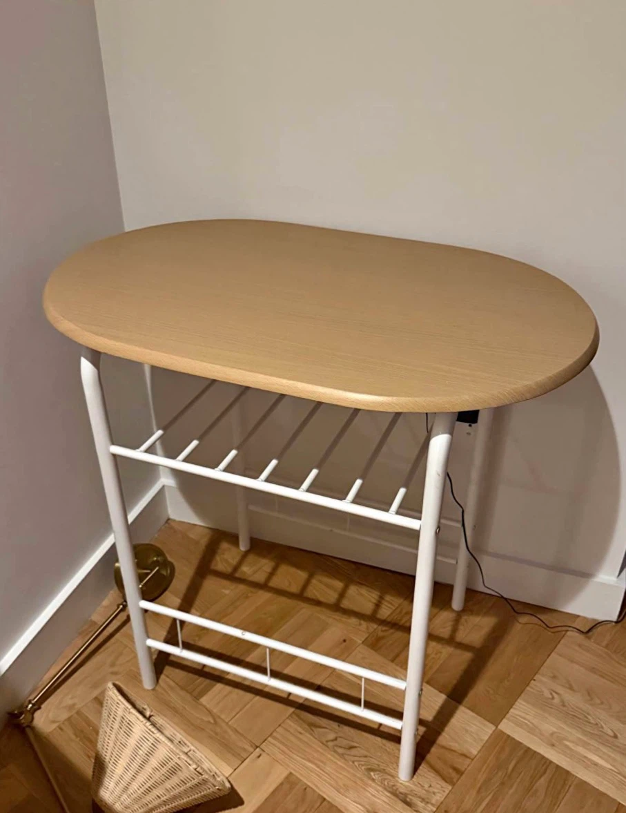 Oval Wood Table with White Metal Frame - photo 2