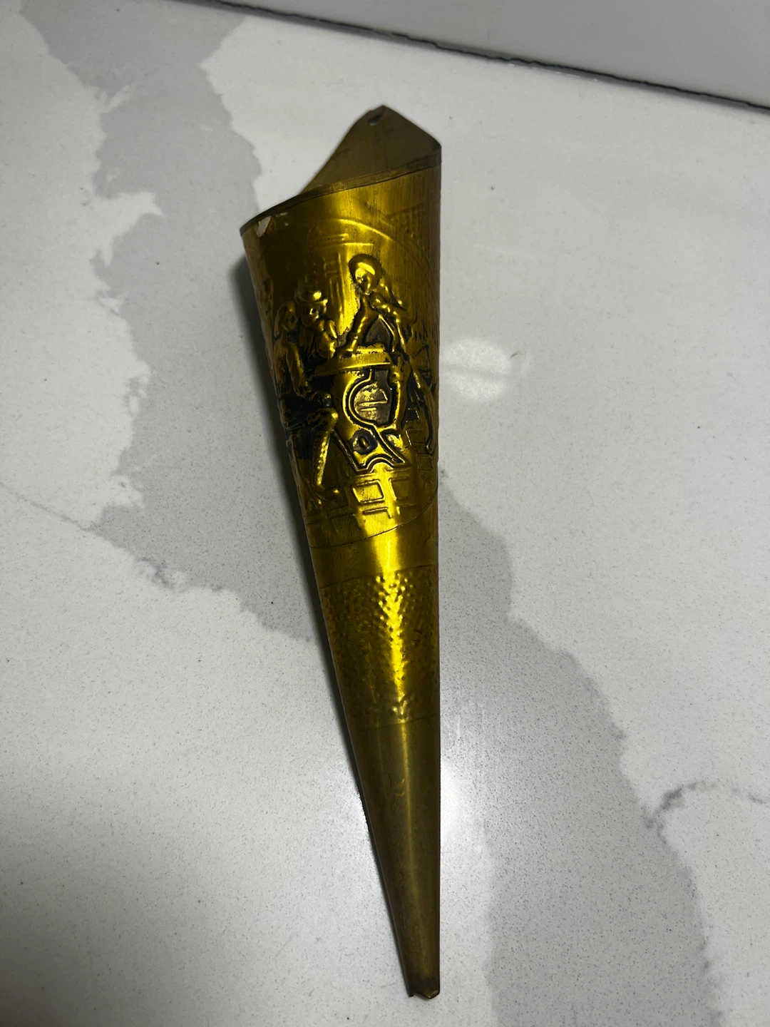 Vintage Brass Wall Pocket Cone