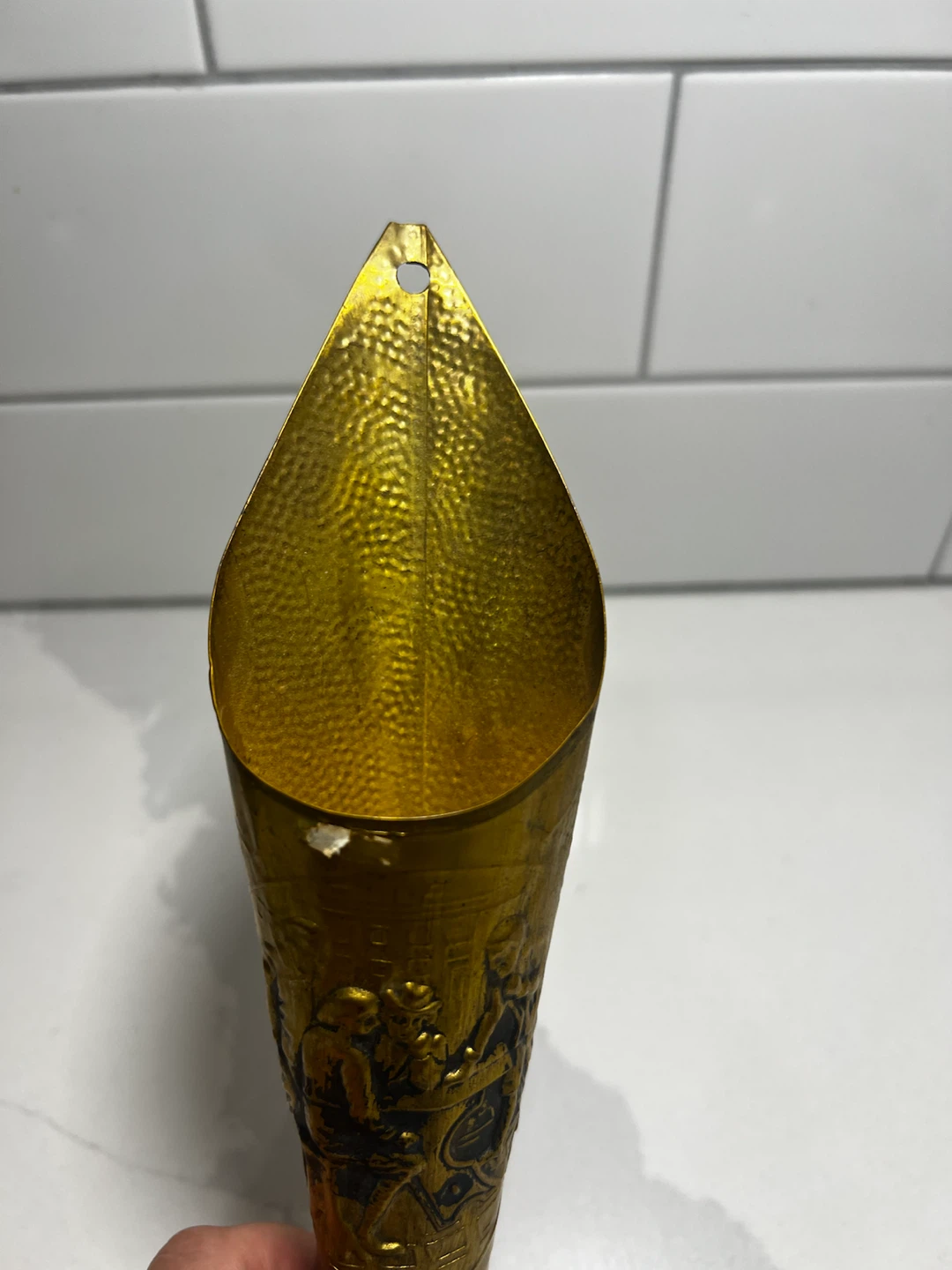 Vintage Brass Wall Pocket Cone - photo 3