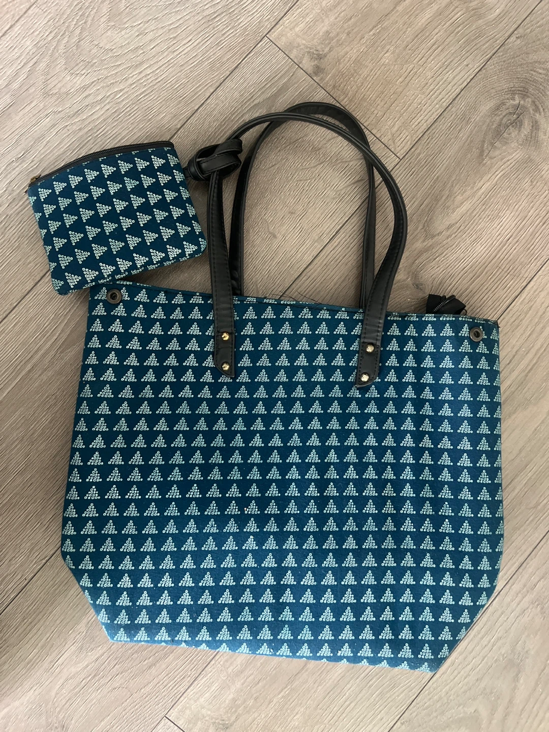Patterned Tote Bag/ laptop tote with Matching Pouch