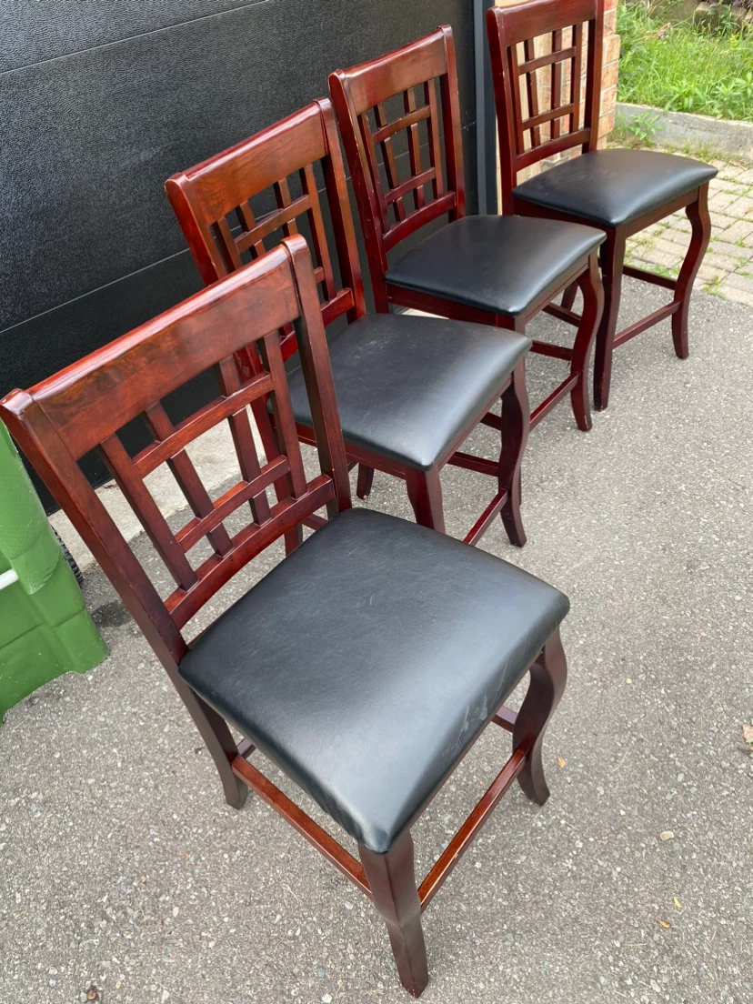 Set of 4 Wooden Bar Stools - photo 2