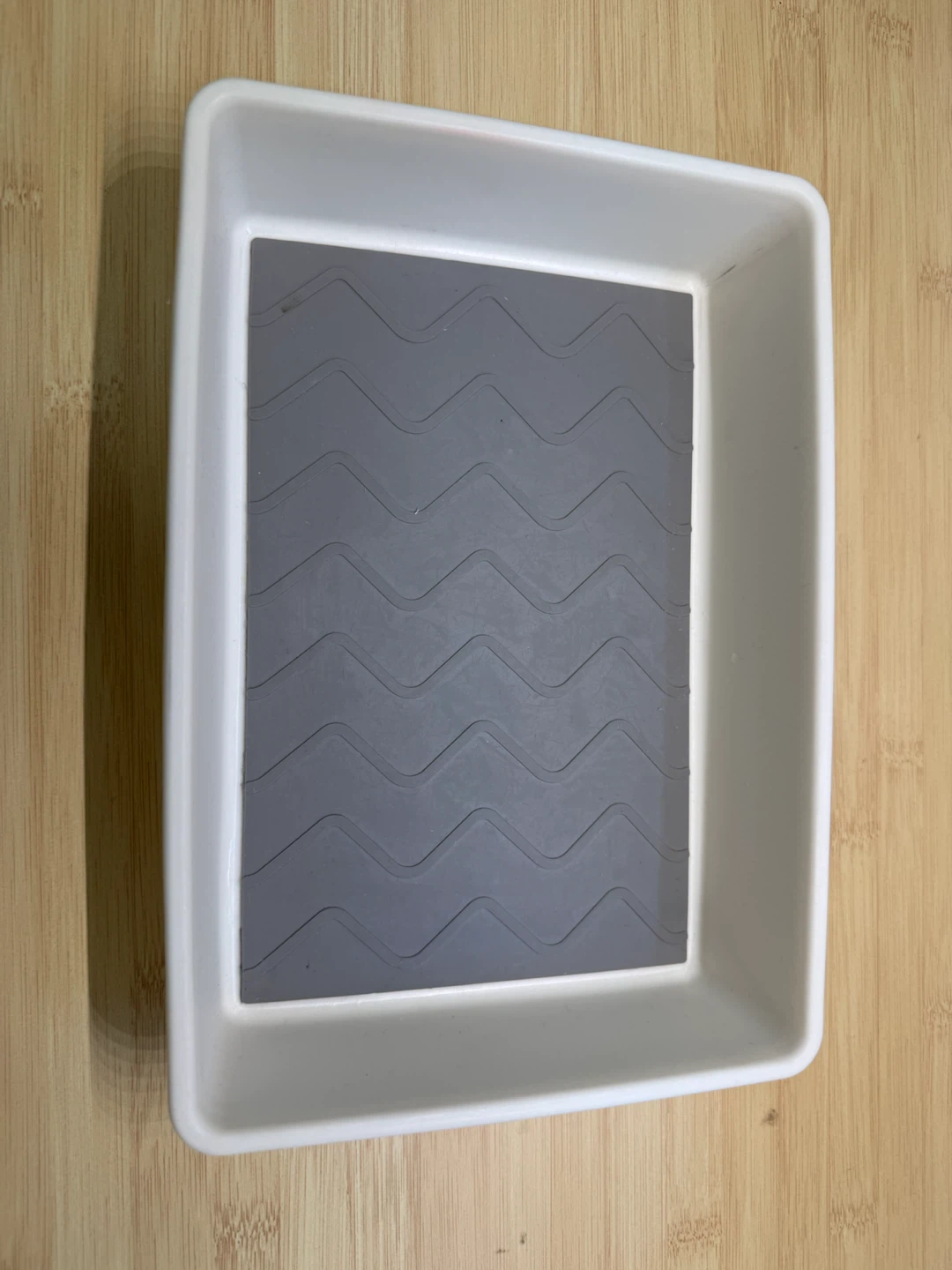 White Plastic Serving Tray with Non-Slip Mat