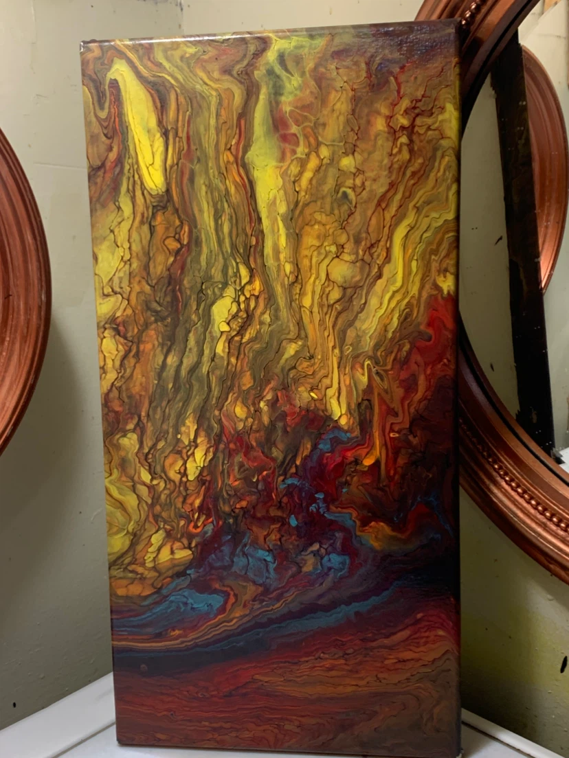 Abstract Pour Painting on Canvas