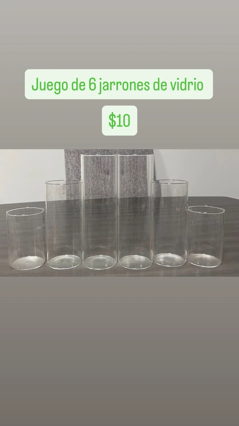 Set of 6 Cylinder Glass Vases