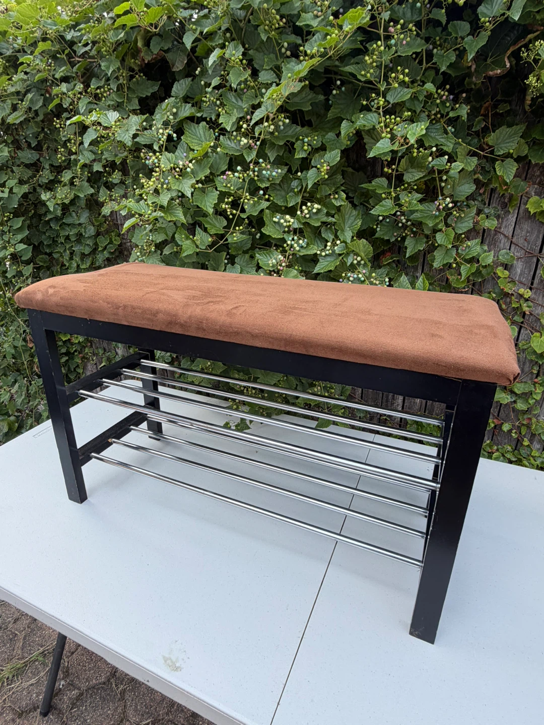 Black and Brown Shoe Bench