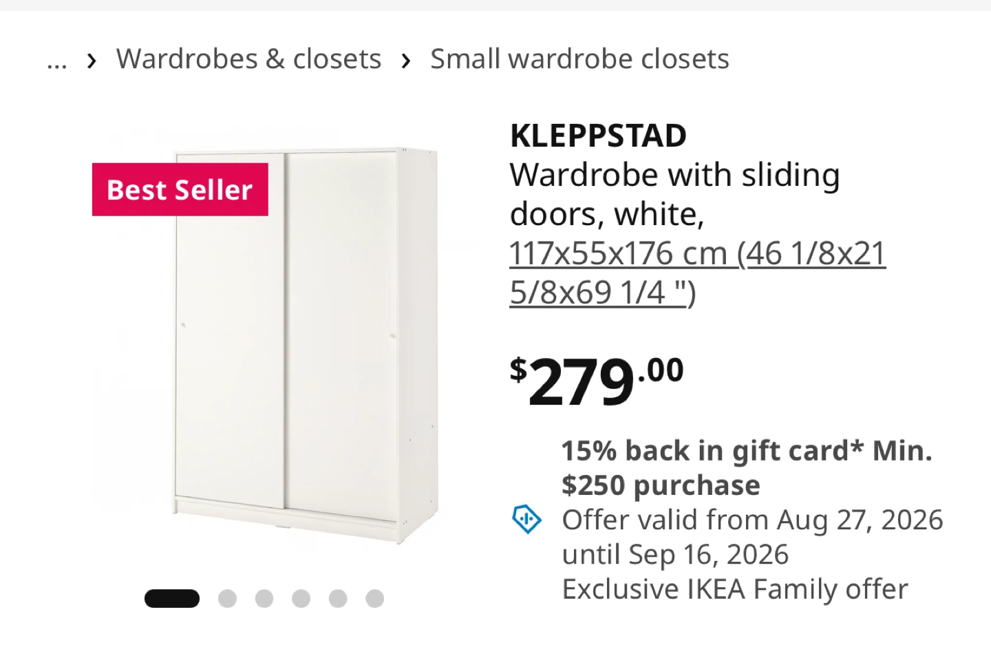 IKEA KLEPPSTAD Wardrobe with sliding doors - photo 4