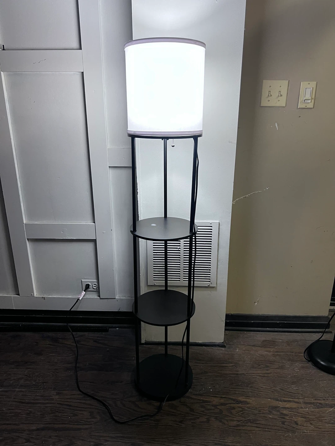 Black Floor Lamp with Shelves