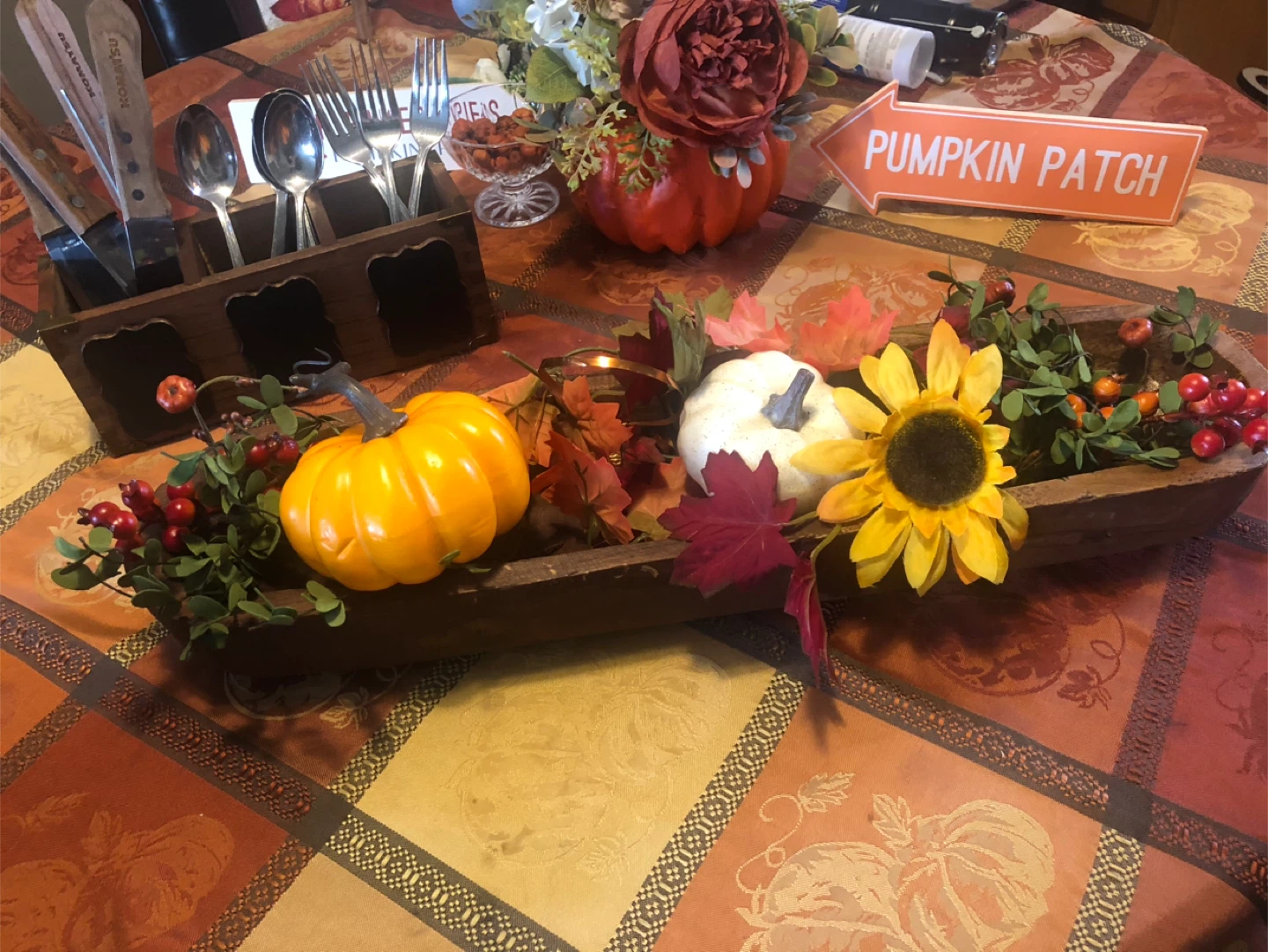 Rustic Dark Wood Caddy Organizer & Wood Fall Center Piece - photo 5