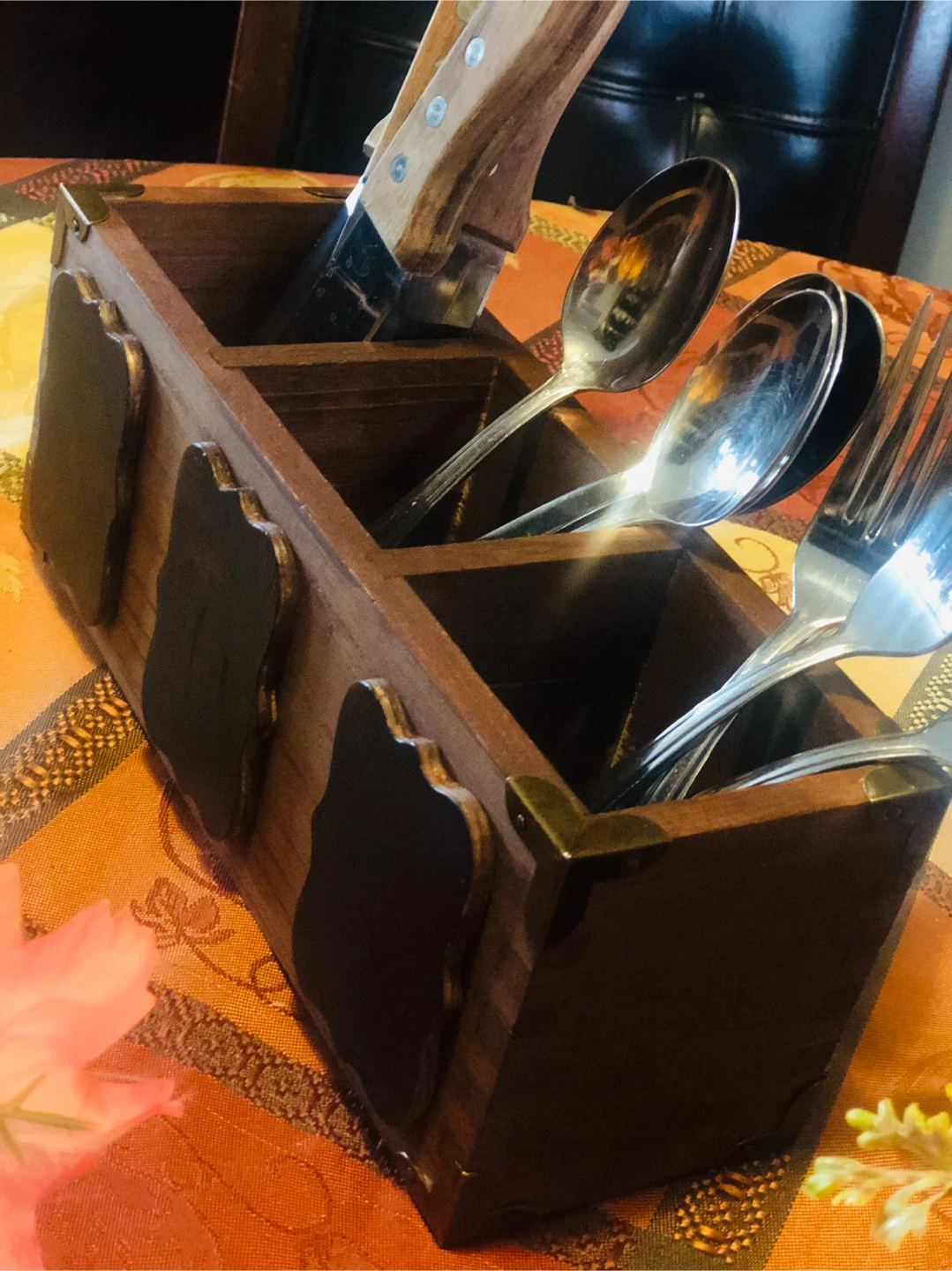 Rustic Dark Wood Caddy Organizer & Wood Fall Center Piece - photo 4