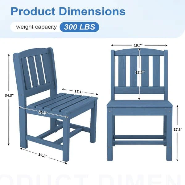 2-Piece All-Weather Armless Dining Chair with Slat Back - photo 2