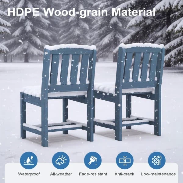 2-Piece All-Weather Armless Dining Chair with Slat Back - photo 3