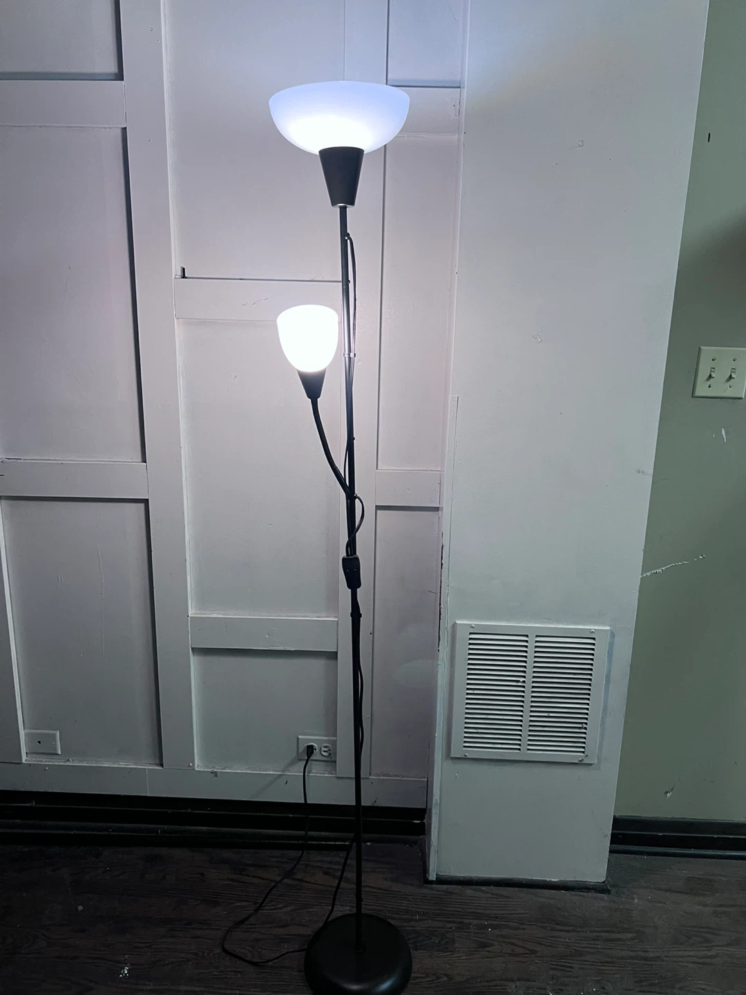 Black Dual-Light Torchiere Floor Lamp
