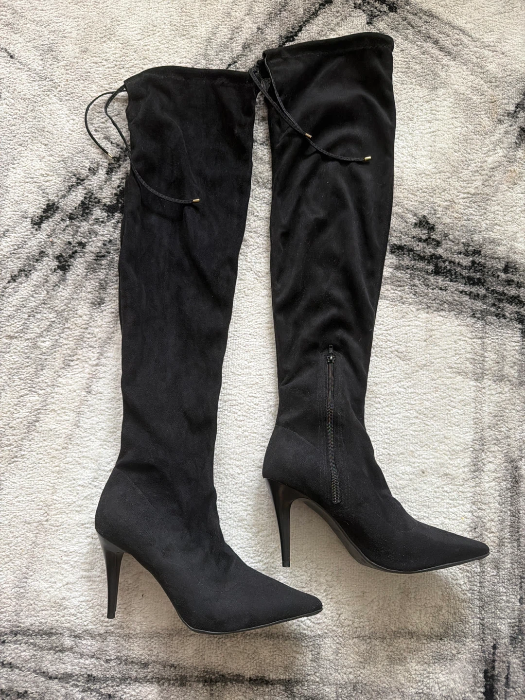 Black Over-the-Knee High Heel Boots