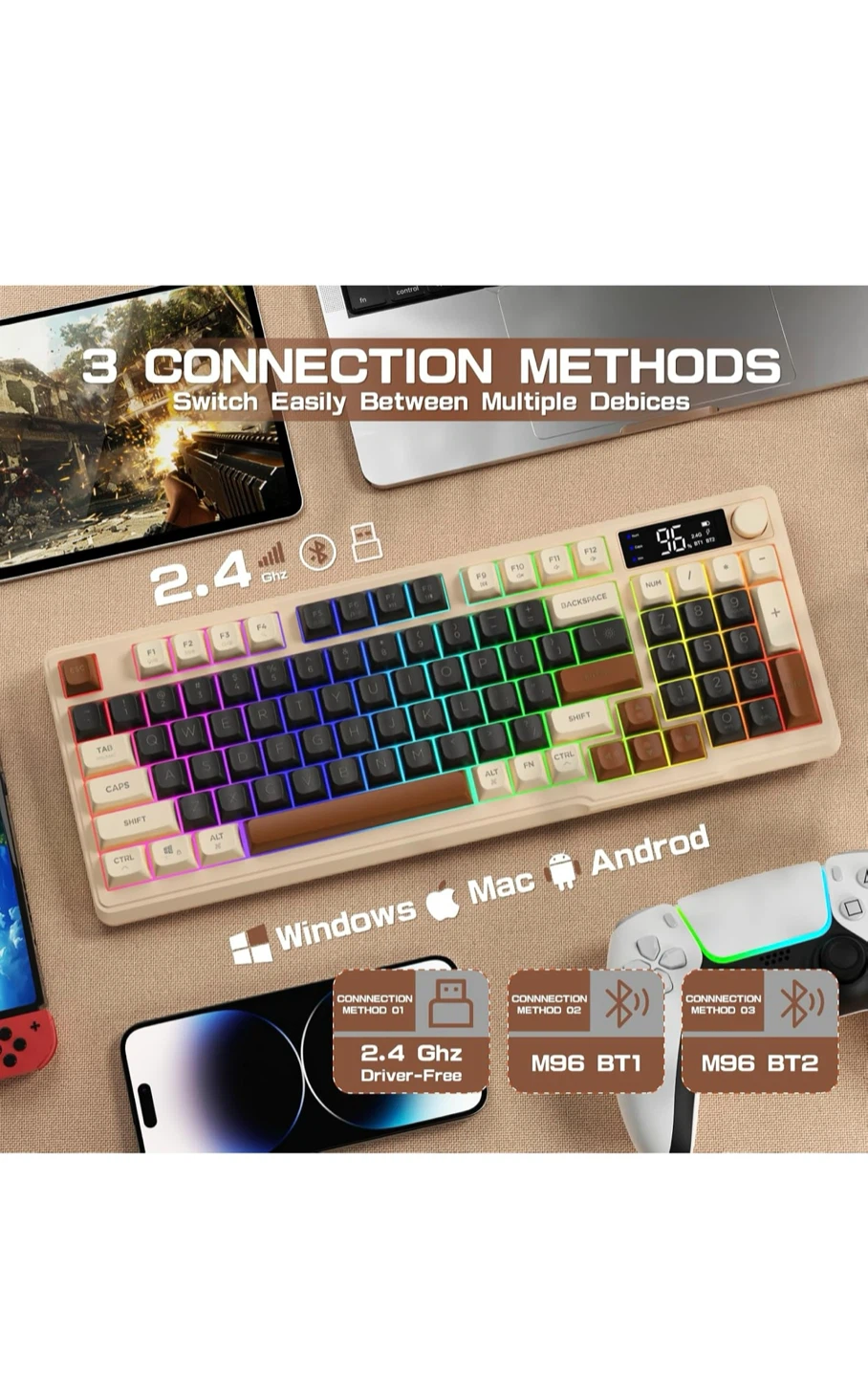 M96 Wireless Mechanical Keyboard - Coffee - photo 4