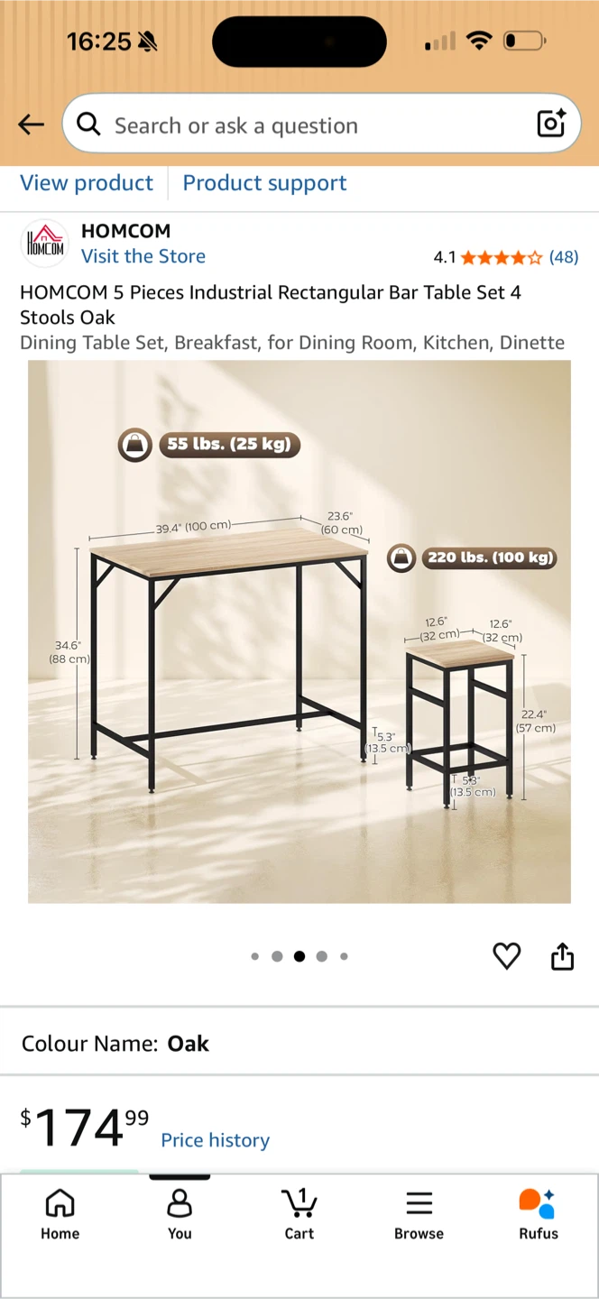 Bar-style Dining Table with 4 Stools - photo 4