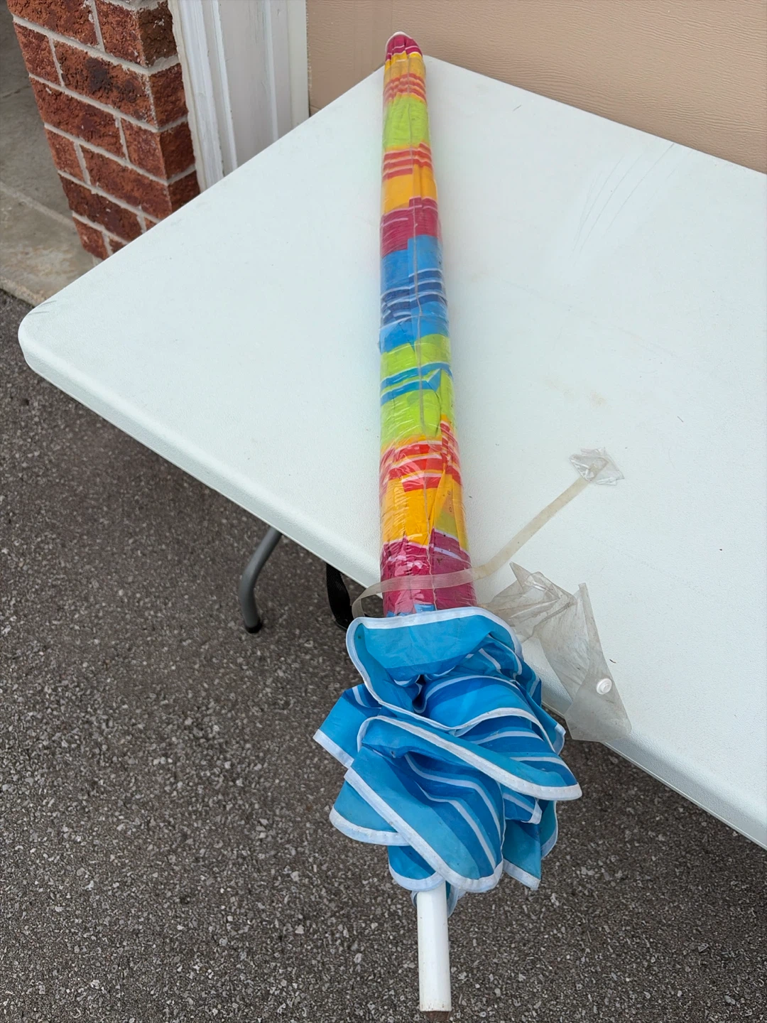 Multicoloured Striped Beach Umbrella