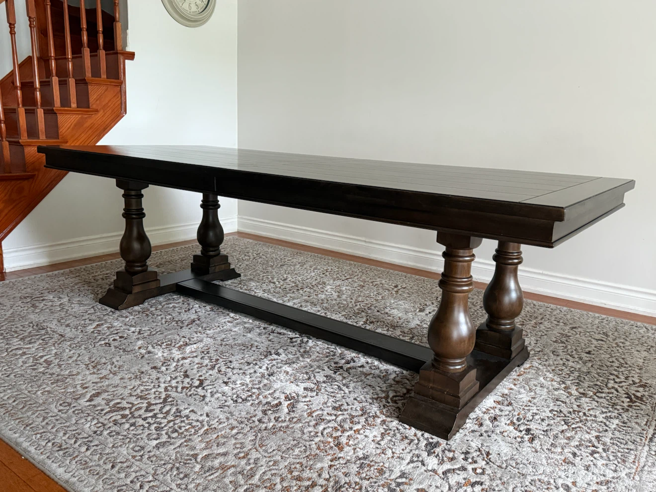 Large dark wood dining table with 8 chairs - photo 2