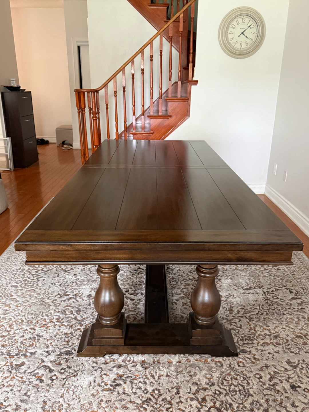 Large dark wood dining table with 8 chairs - photo 3
