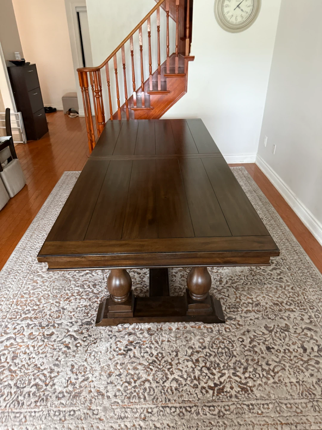 Large dark wood dining table with 8 chairs - photo 4