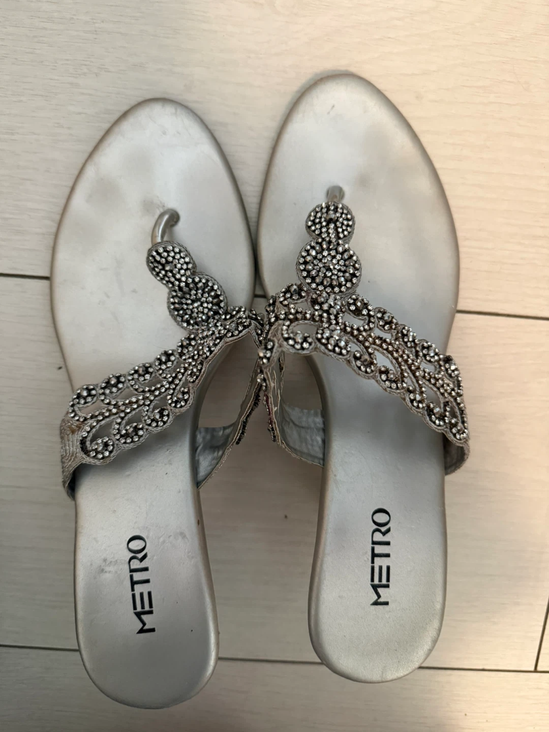 Silver Beaded Sandals