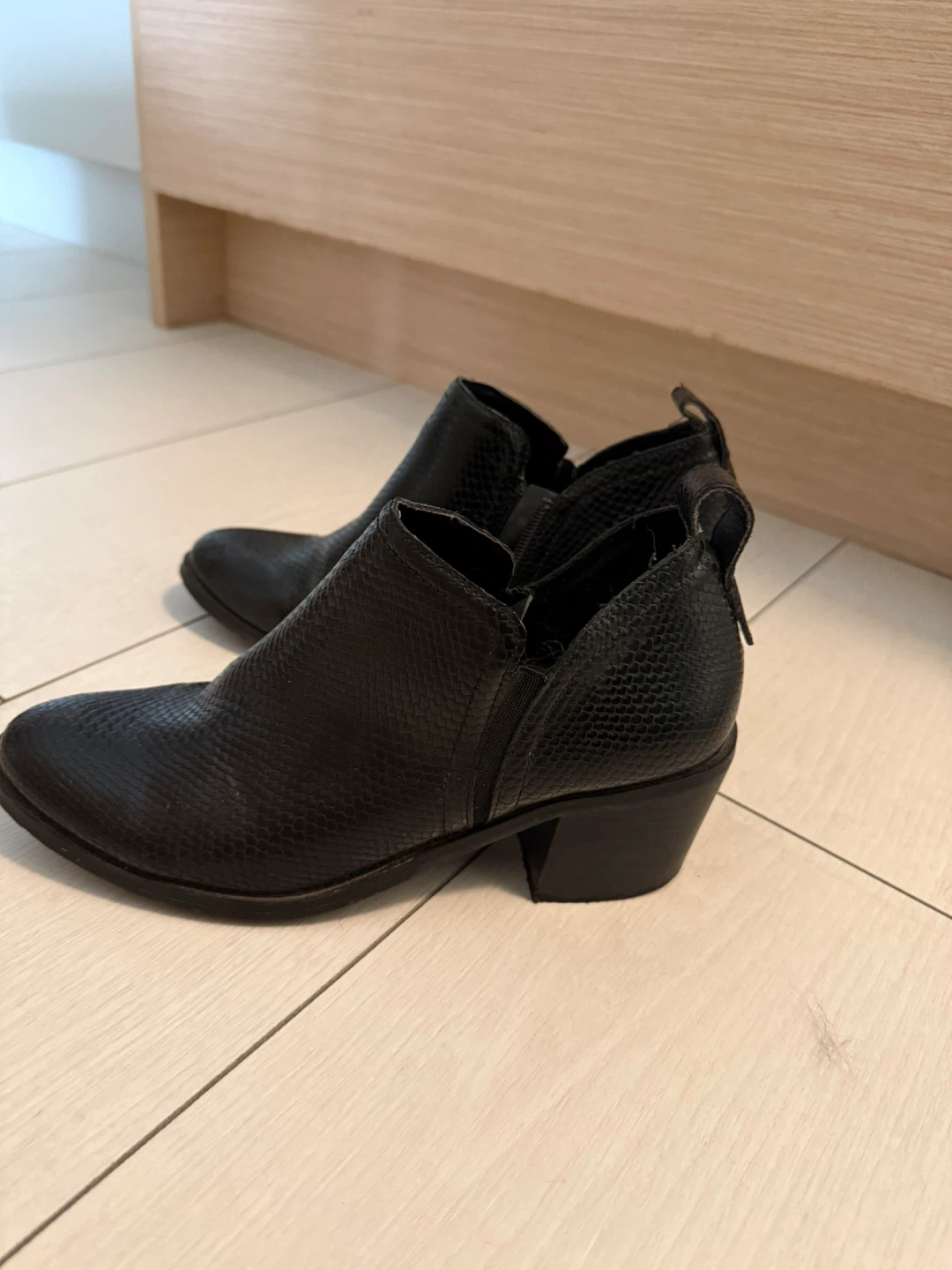 Steve Madden Black Textured Ankle Boots