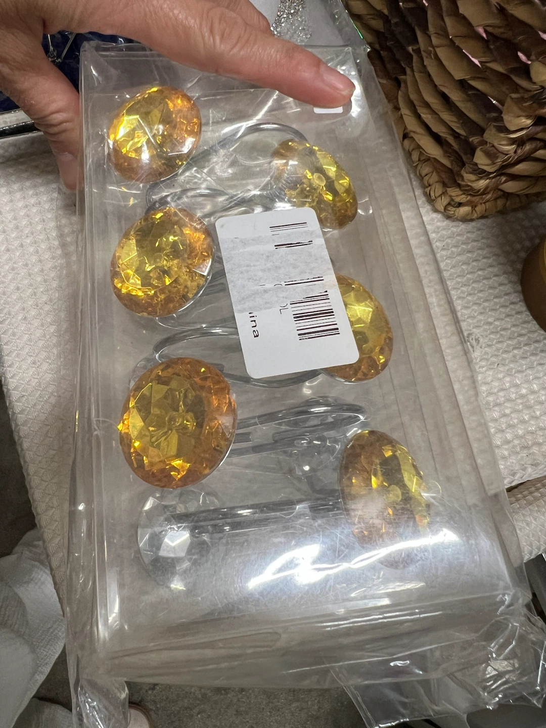 Amber Crystal Shower Curtain Hooks