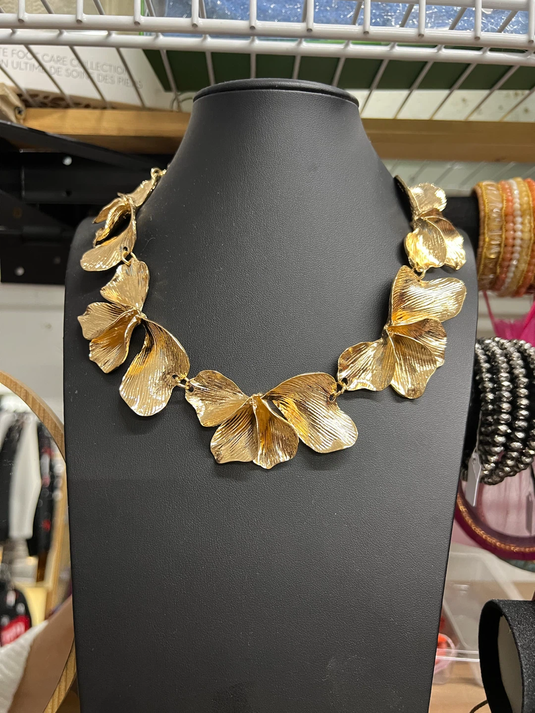 Gold-tone Petal Statement Necklace