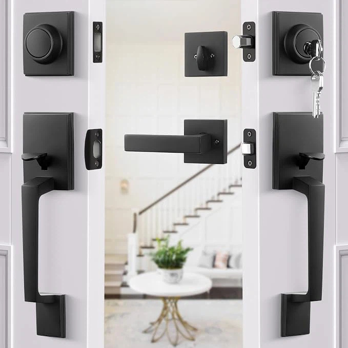 Matte Black Front Door Entry Handle Set - photo 2