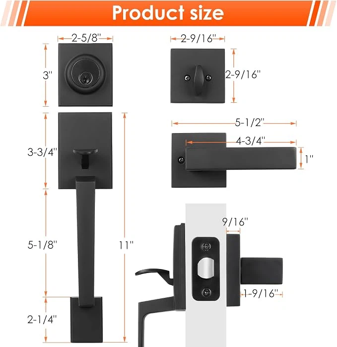 Matte Black Front Door Entry Handle Set - photo 3