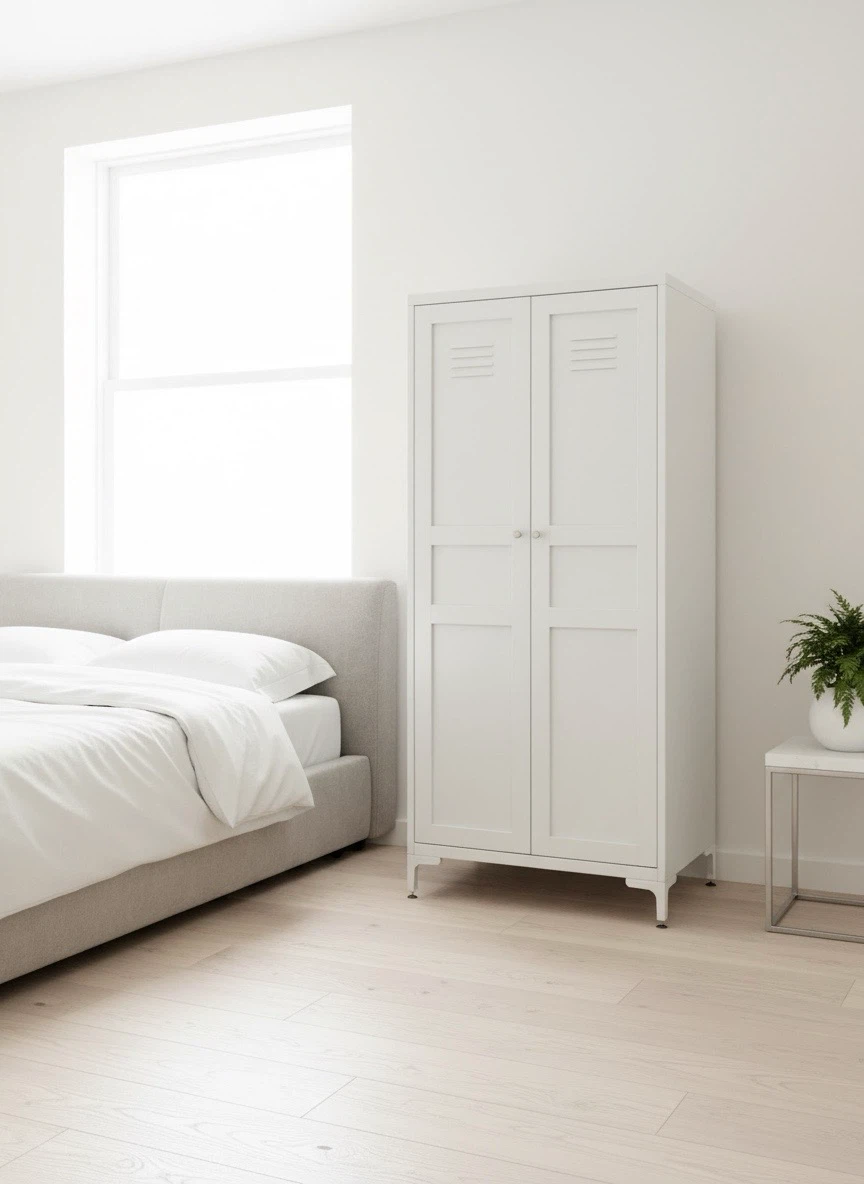 White Metal Storage Cabinet