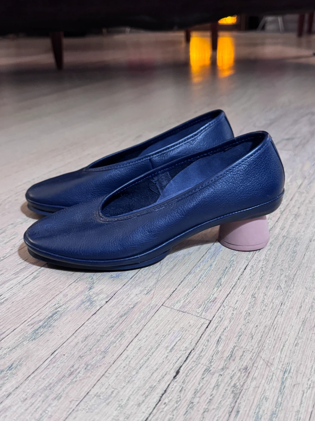 Camper Peu Pista Navy Leather Heels