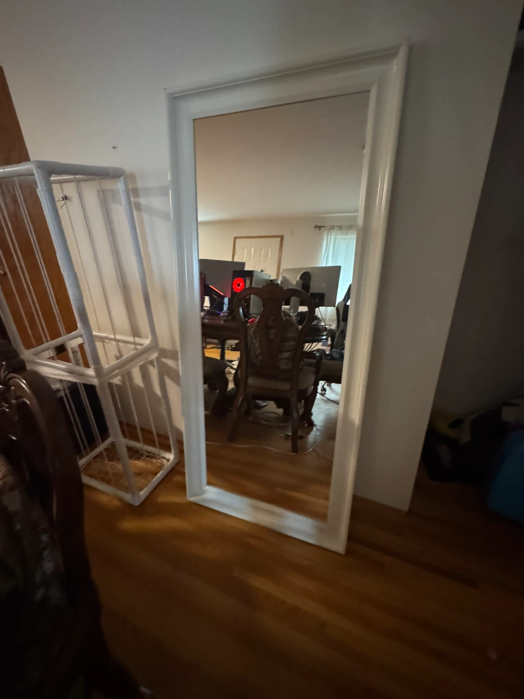 Full-Length White Framed Mirror