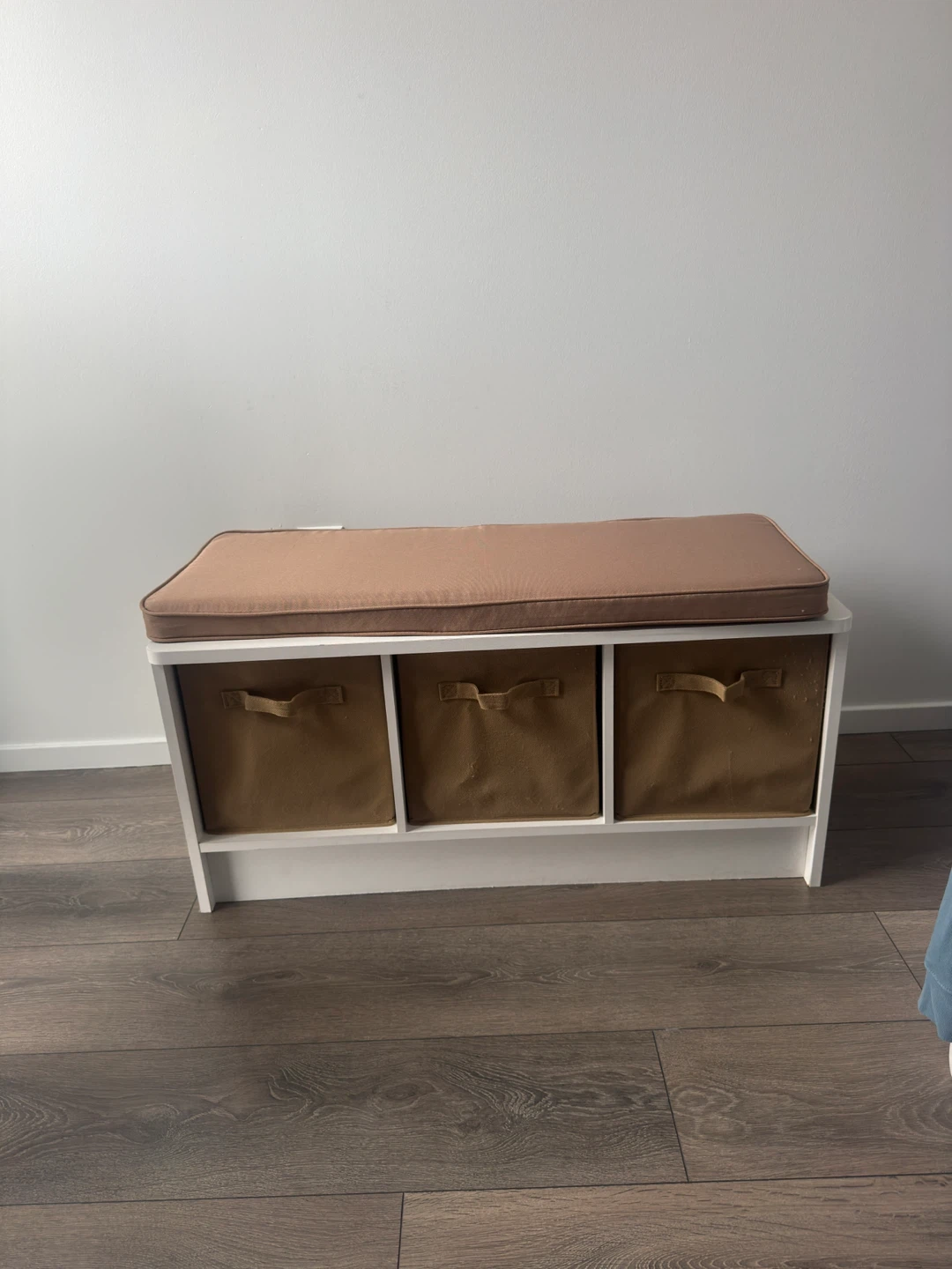 White Storage Bench with 3 Bins