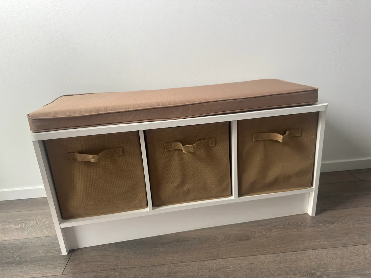 White Storage Bench with 3 Bins - photo 2