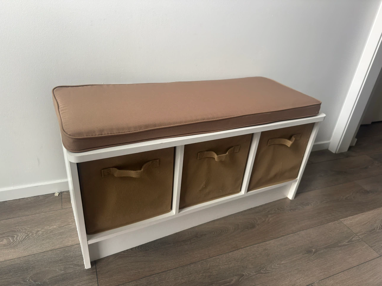 White Storage Bench with 3 Bins - photo 3