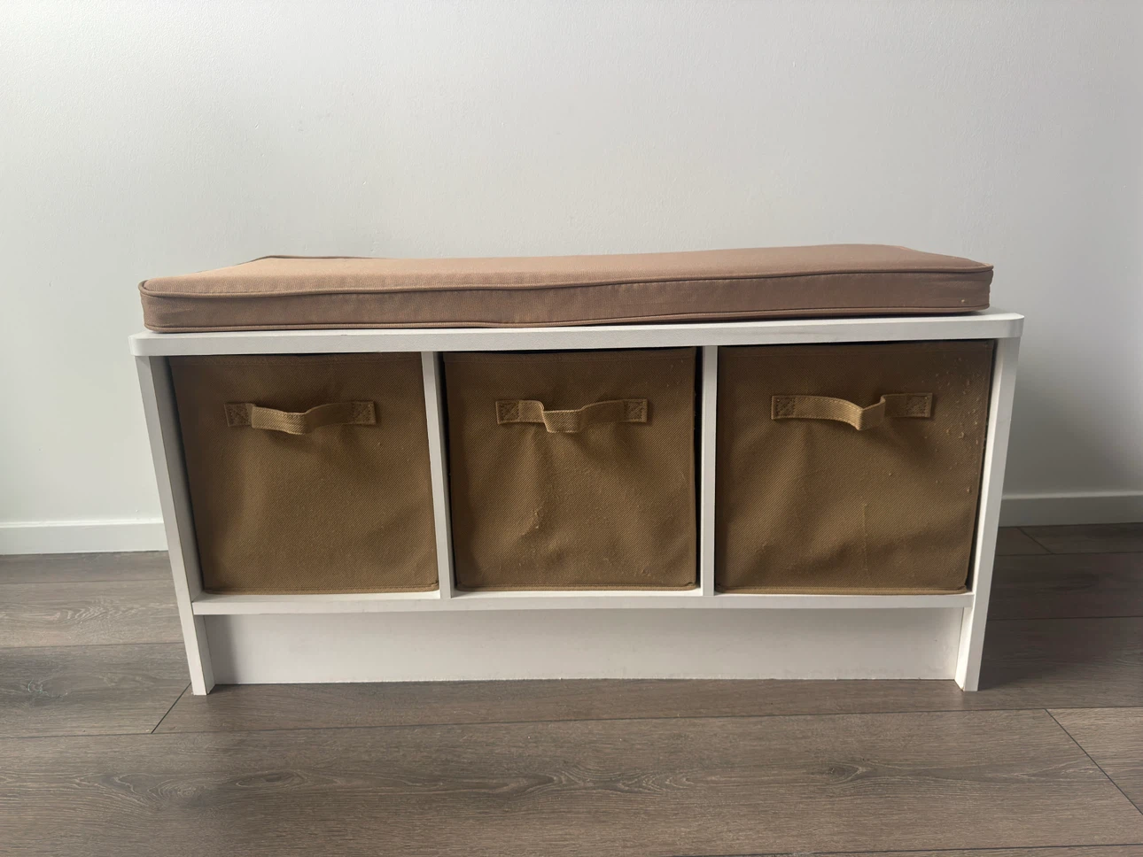White Storage Bench with 3 Bins - photo 4